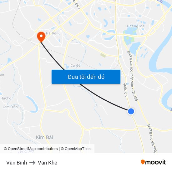 Văn Bình to Văn Khê map