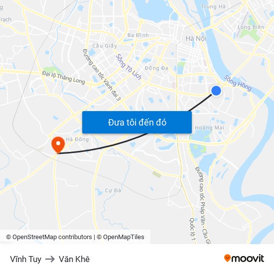 Vĩnh Tuy to Văn Khê map