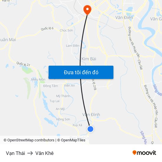 Vạn Thái to Văn Khê map