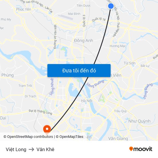 Việt Long to Văn Khê map