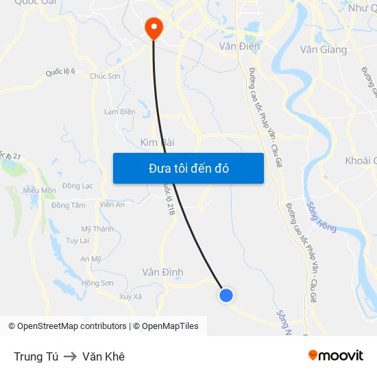 Trung Tú to Văn Khê map