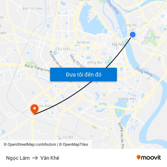 Ngọc Lâm to Văn Khê map