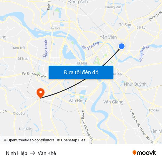 Ninh Hiệp to Văn Khê map