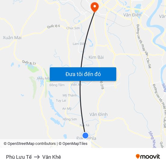 Phù Lưu Tế to Văn Khê map
