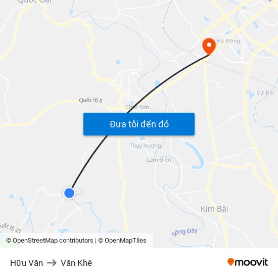 Hữu Văn to Văn Khê map