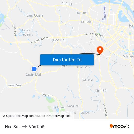 Hòa Sơn to Văn Khê map
