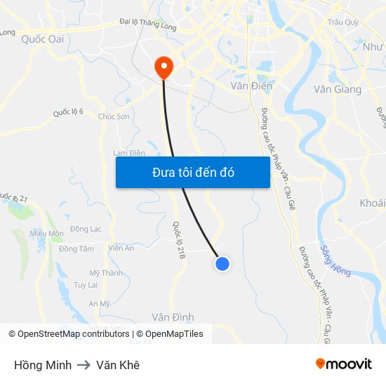 Hồng Minh to Văn Khê map