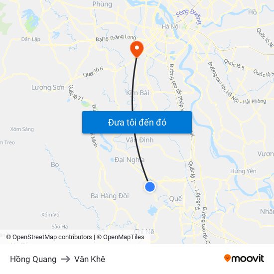 Hồng Quang to Văn Khê map