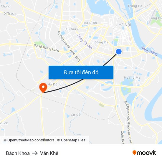 Bách Khoa to Văn Khê map