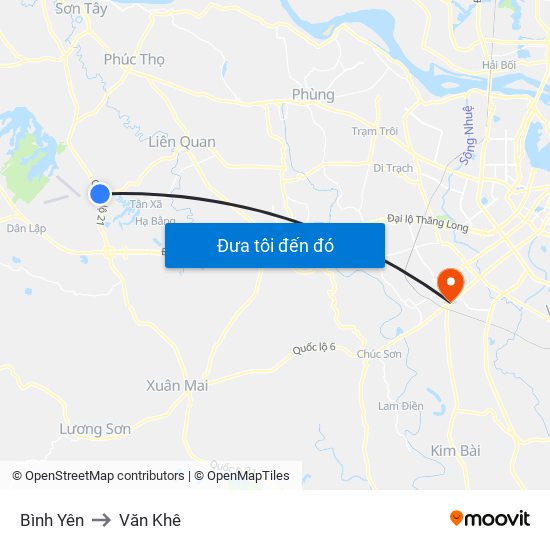 Bình Yên to Văn Khê map