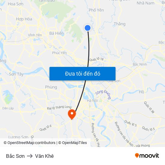 Bắc Sơn to Văn Khê map