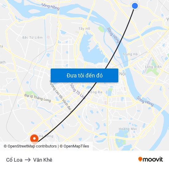 Cổ Loa to Văn Khê map