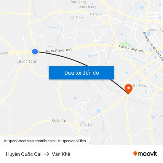 Huyện Quốc Oai to Văn Khê map