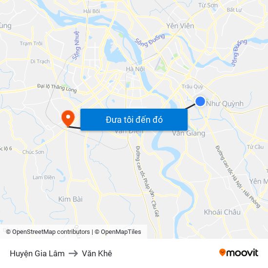 Huyện Gia Lâm to Văn Khê map