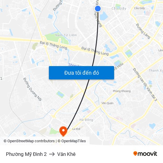 Phường Mỹ Đình 2 to Văn Khê map