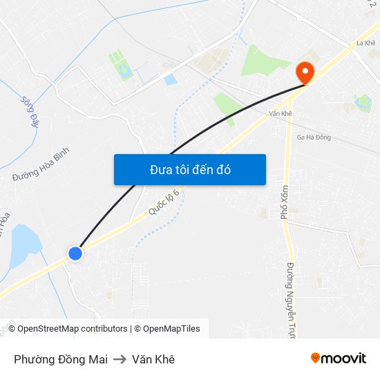 Phường Đồng Mai to Văn Khê map