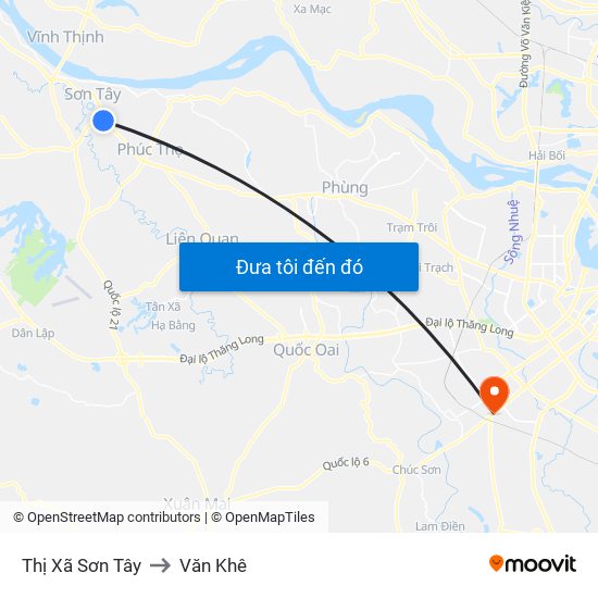 Thị Xã Sơn Tây to Văn Khê map