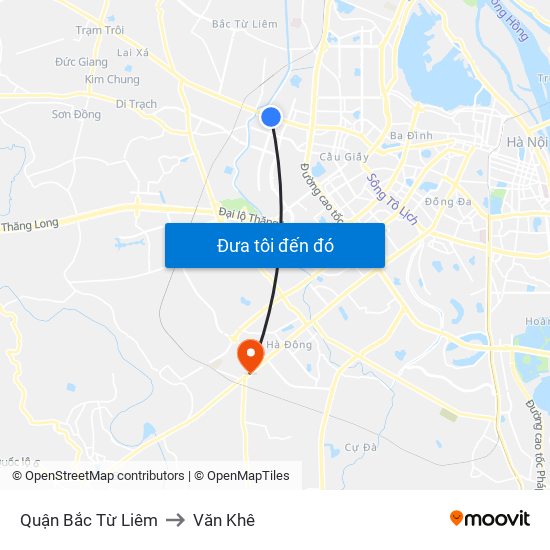 Quận Bắc Từ Liêm to Văn Khê map