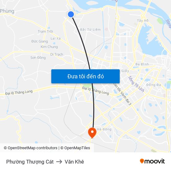 Phường Thượng Cát to Văn Khê map