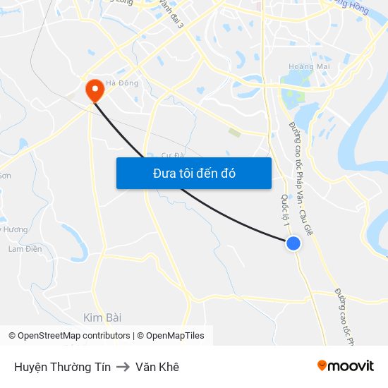 Huyện Thường Tín to Văn Khê map