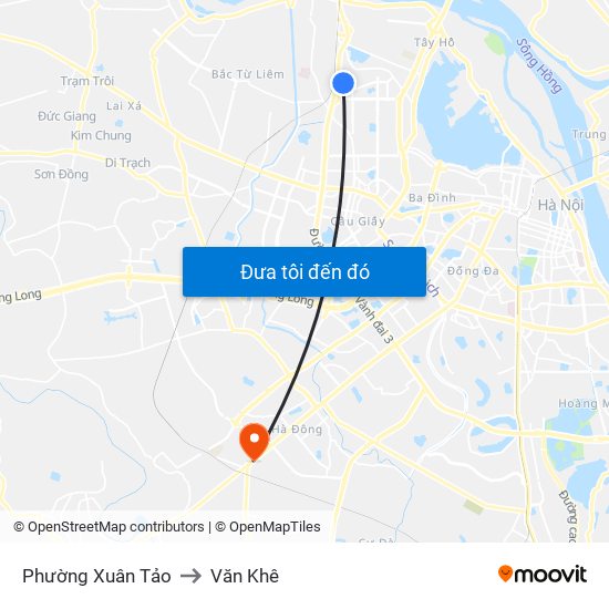Phường Xuân Tảo to Văn Khê map