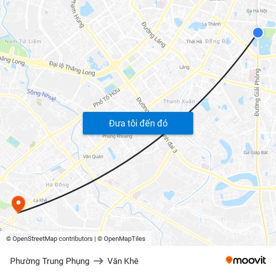 Phường Trung Phụng to Văn Khê map