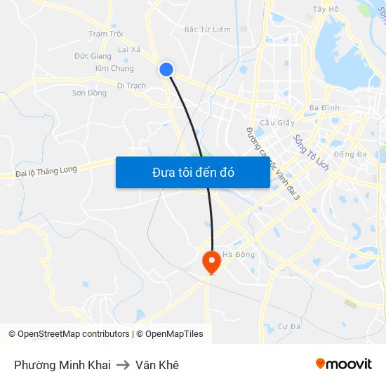 Phường Minh Khai to Văn Khê map