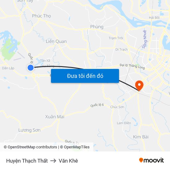 Huyện Thạch Thất to Văn Khê map