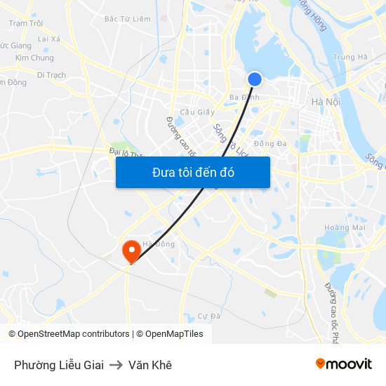 Phường Liễu Giai to Văn Khê map