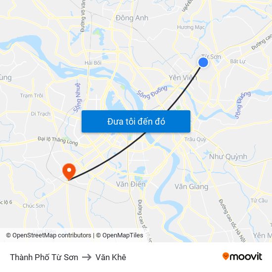 Thành Phố Từ Sơn to Văn Khê map