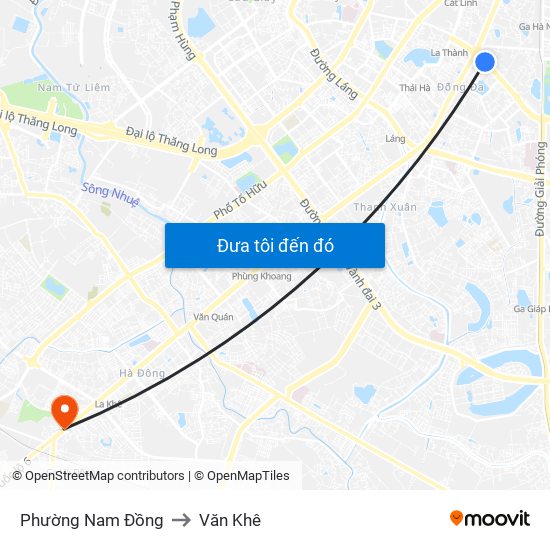 Phường Nam Đồng to Văn Khê map