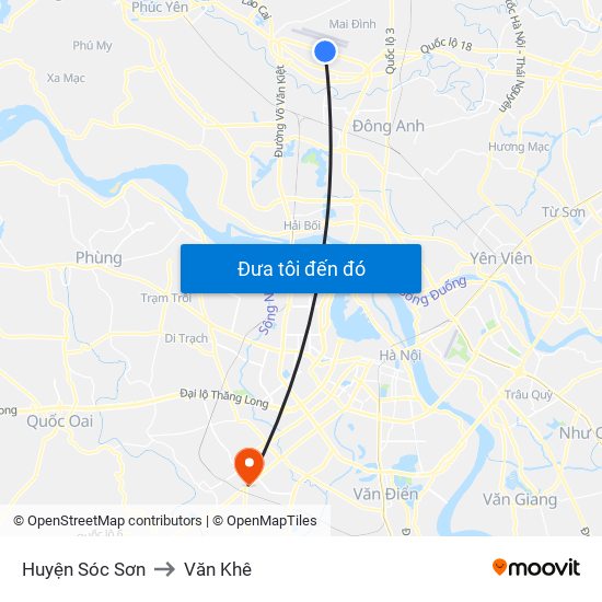 Huyện Sóc Sơn to Văn Khê map