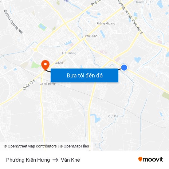 Phường Kiến Hưng to Văn Khê map