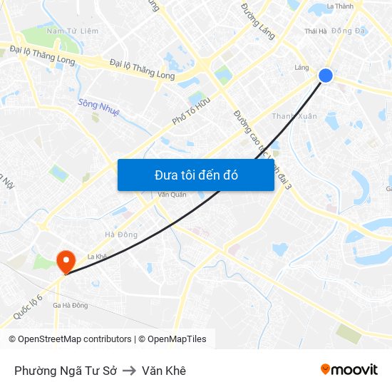 Phường Ngã Tư Sở to Văn Khê map