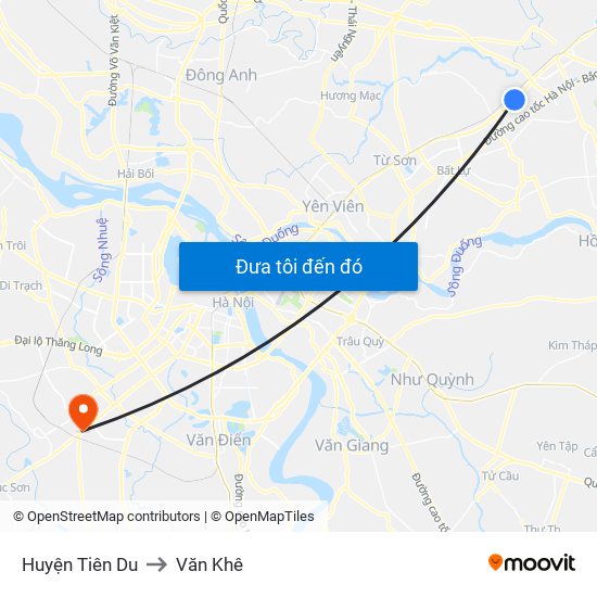 Huyện Tiên Du to Văn Khê map