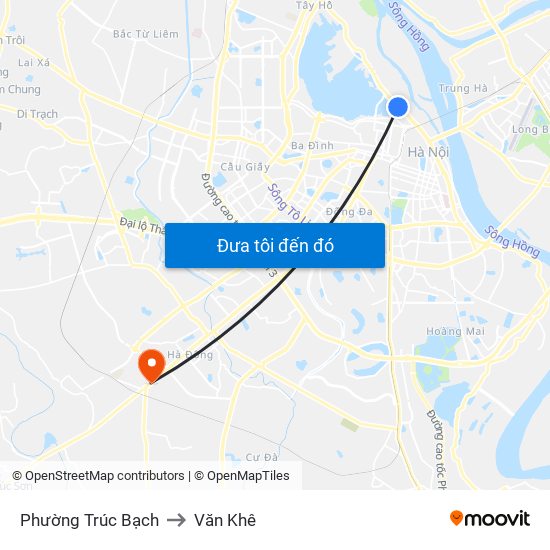 Phường Trúc Bạch to Văn Khê map
