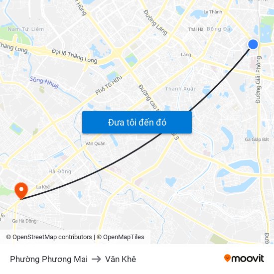 Phường Phương Mai to Văn Khê map