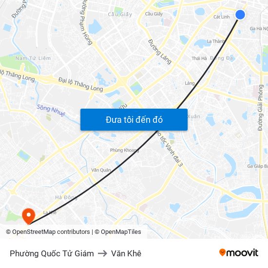 Phường Quốc Tử Giám to Văn Khê map