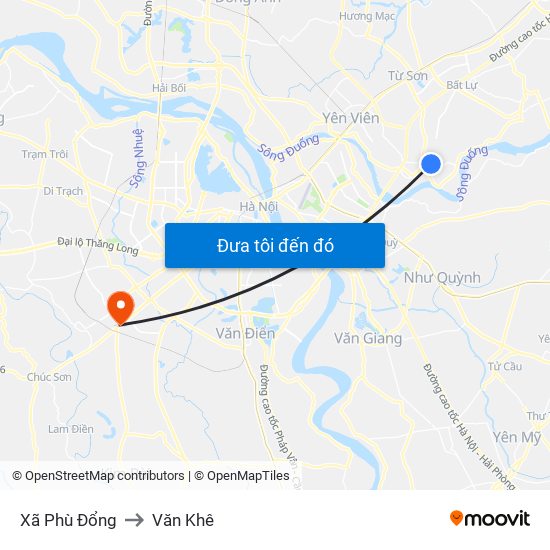 Xã Phù Đổng to Văn Khê map