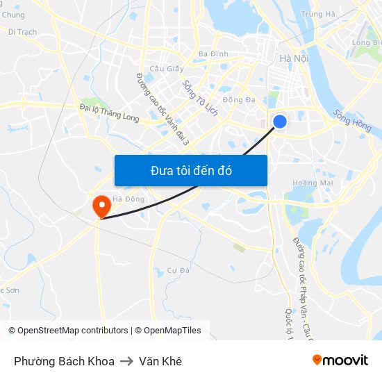 Phường Bách Khoa to Văn Khê map