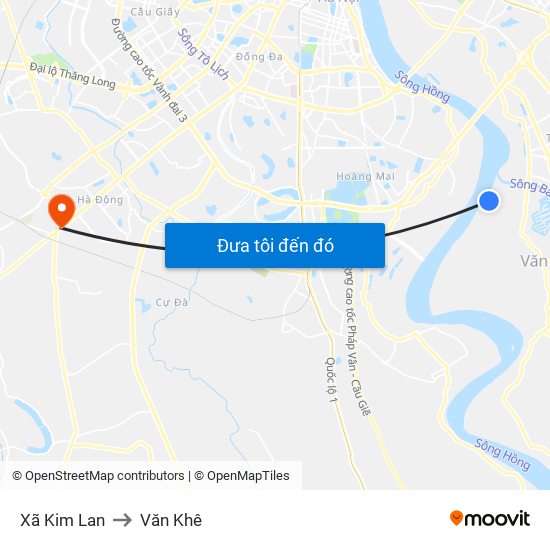 Xã Kim Lan to Văn Khê map