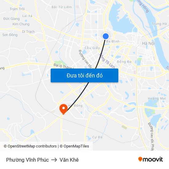 Phường Vĩnh Phúc to Văn Khê map
