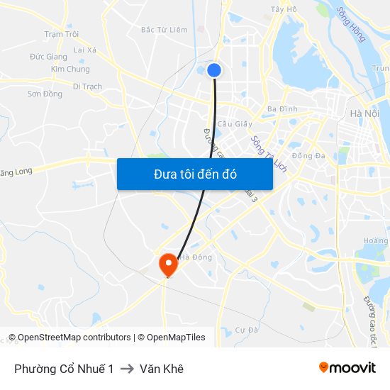 Phường Cổ Nhuế 1 to Văn Khê map