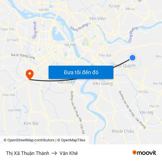 Thị Xã Thuận Thành to Văn Khê map