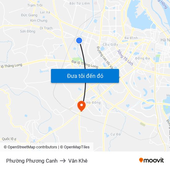 Phường Phương Canh to Văn Khê map