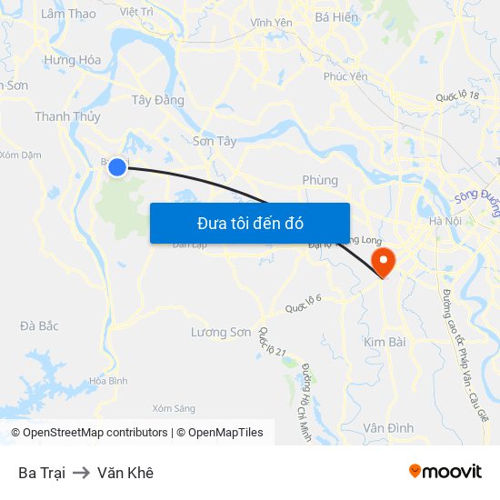 Ba Trại to Văn Khê map