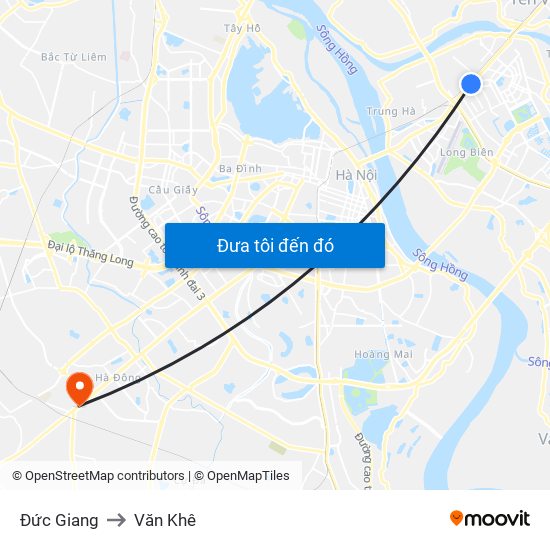 Đức Giang to Văn Khê map