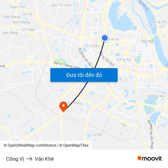 Cống Vị to Văn Khê map