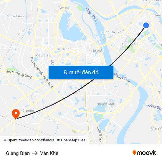 Giang Biên to Văn Khê map