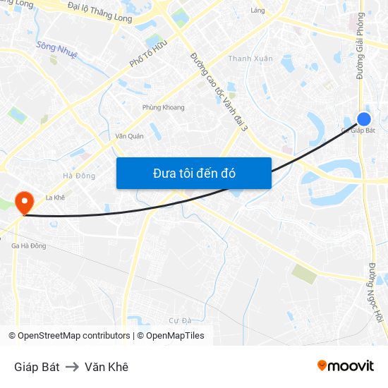 Giáp Bát to Văn Khê map